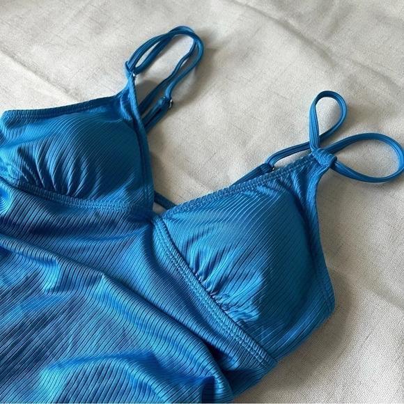 Ribbed One Piece Swimsuit Tummy Control High Cut Bathing Suit V Neck bikini - Picture 10 of 13